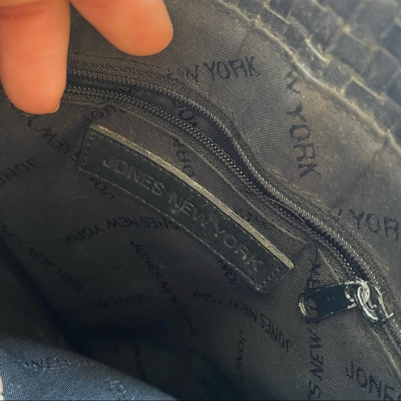 Vintage woven black leather purse handbag Jones New York - Picture 6 of 6